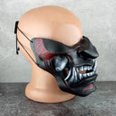 Traditional Samurai Half Mask – “Smoldering Flame” (Red &amp; Black)