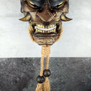 Black and Gold Cracked Traditional Hannya Mask with Large Black Eyebrows