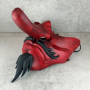 Traditional Japanese Wearable Tengu Half Mask – Red with Black Beard and Mustache