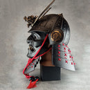 Samurai Kabuto Helmet – Black with Bronze Dragon Crest and Red Cord, with Menpo or Somen Face Mask