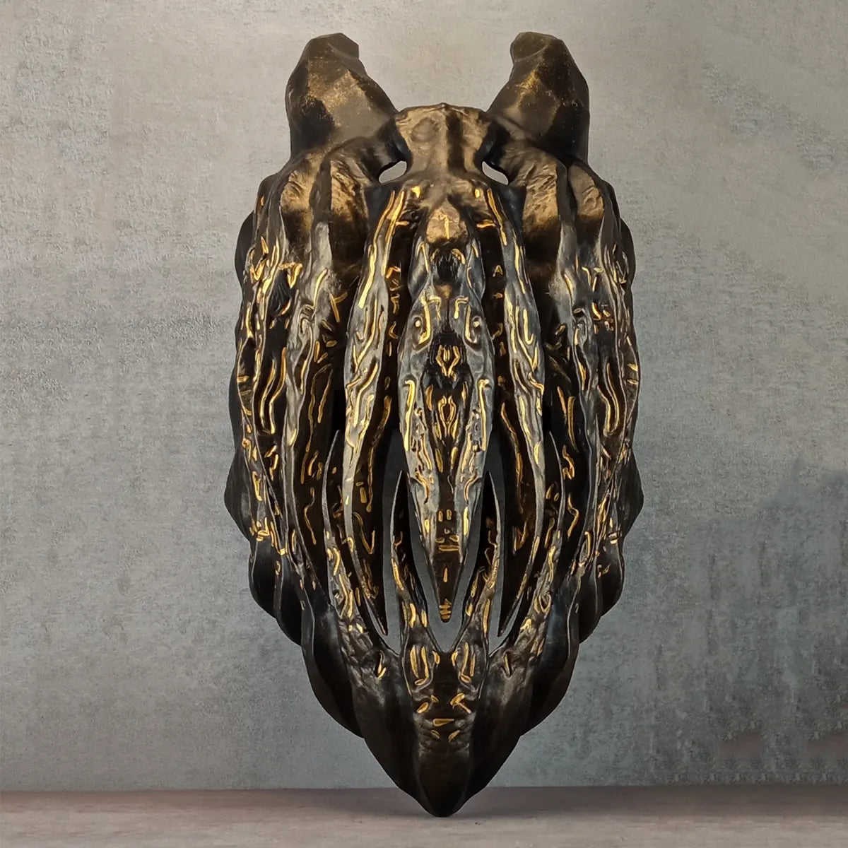 Bronze Evil Demon Mask with Large Fangs
