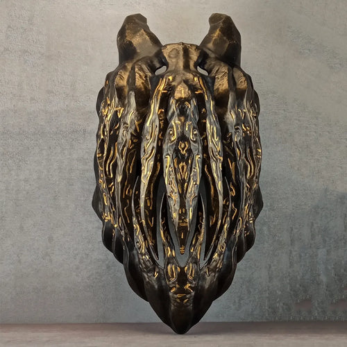 Bronze Evil Demon Mask with Large Fangs