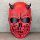 Red skull mask with horns, red demon skull mask, horror mask,scary mask, Halloween mask
