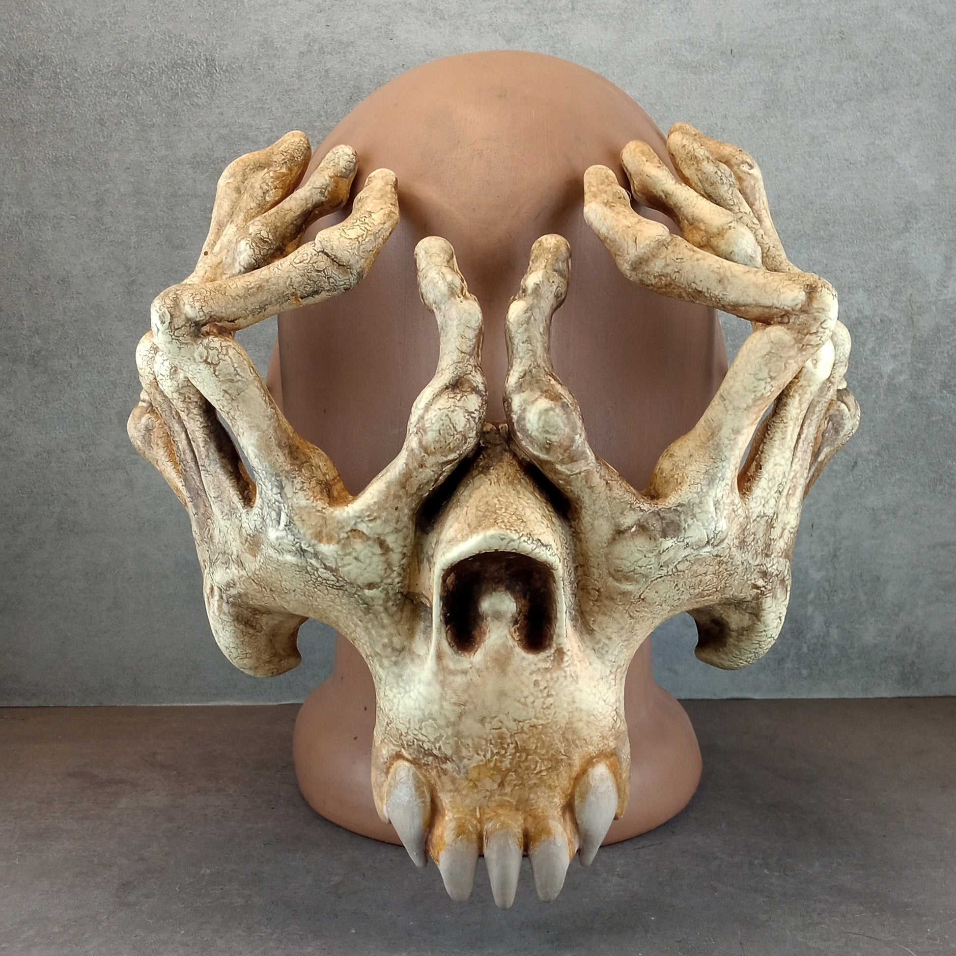 Skeleton Hand Mask – Bone-Color Hand Glasses with Jaw and Teeth Design