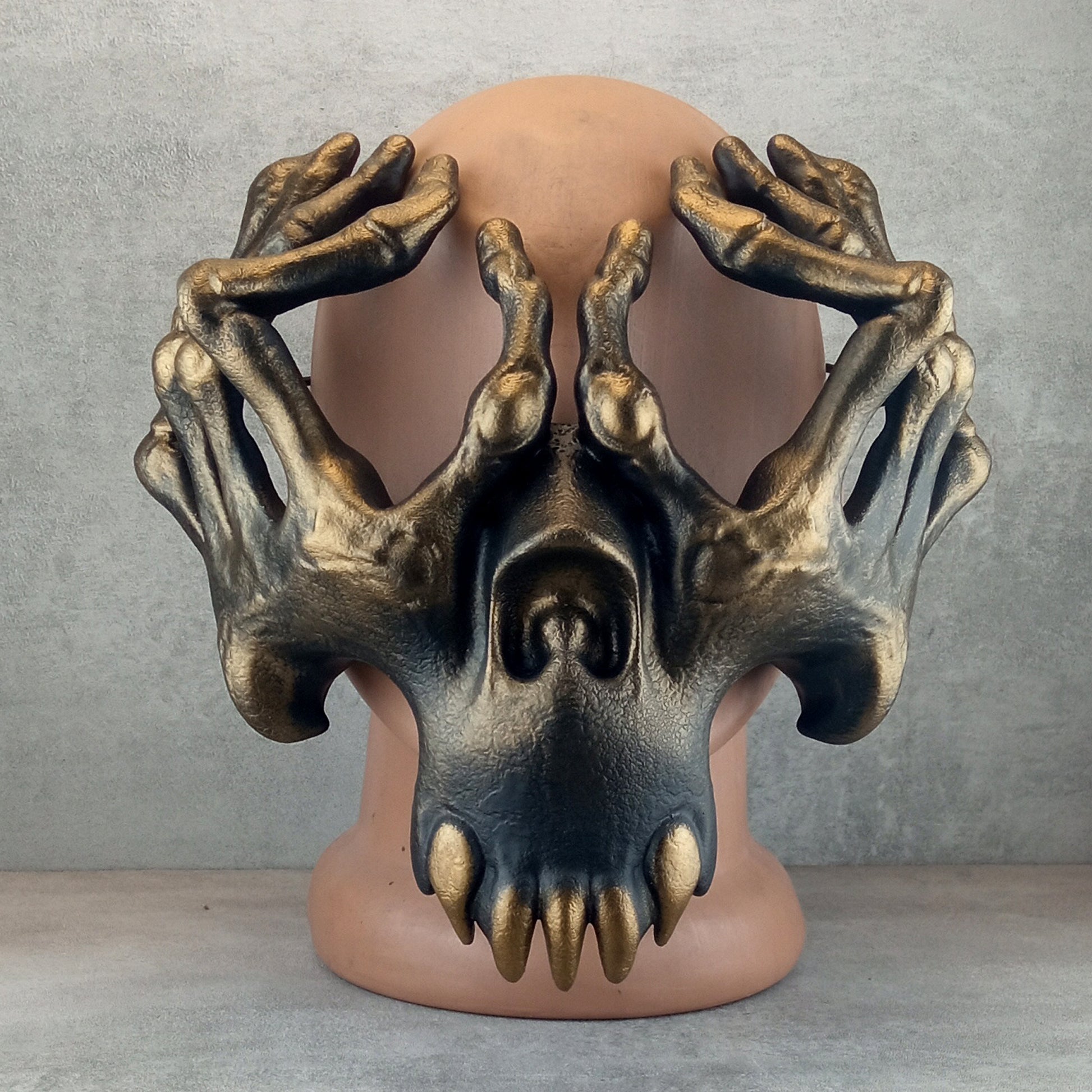 Skeleton Hands Mask – Black with Bronze Accents