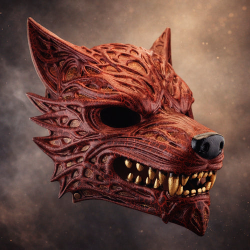Volcanic Red Wolf Spirit Mask