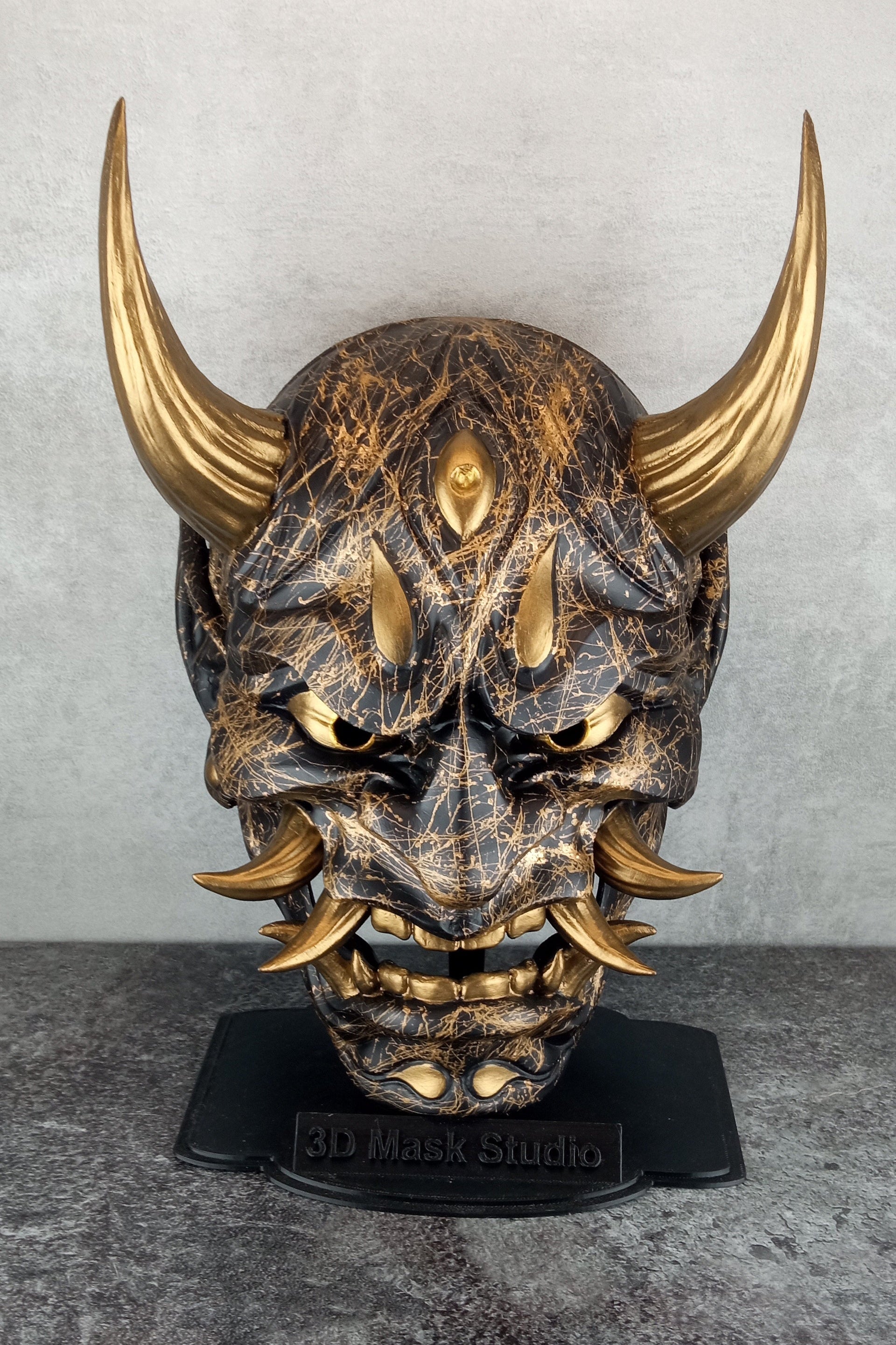 Golden Marble Demon Hannya Mask