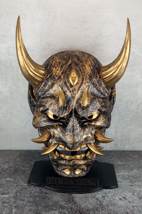Golden Marble Demon Hannya Mask
