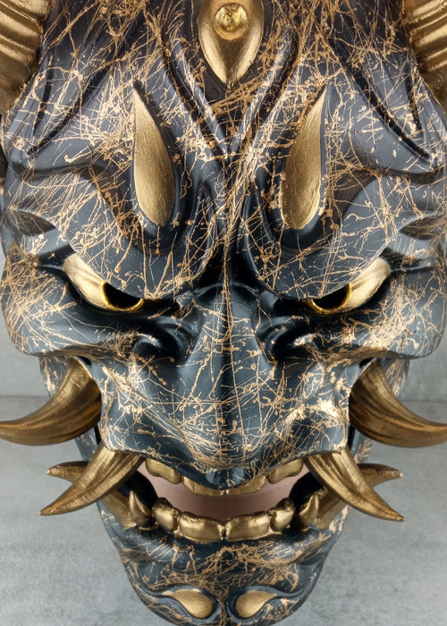 Golden Marble Demon Hannya Mask