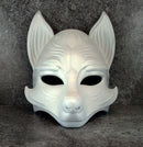 Black & White Cracked Kitsune Half Mask (Okami)