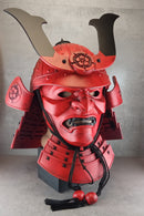 Red Samurai Kabuto Helmet with Somen Mask or Half Mask