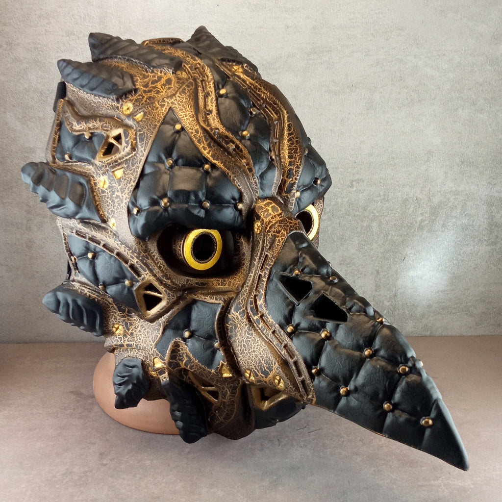Black and Bronze Cracked Cyberpunk Raven Mask