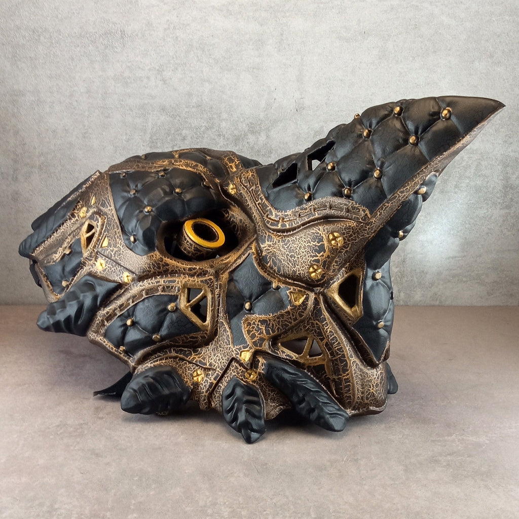 Black and Bronze Cracked Cyberpunk Raven Mask