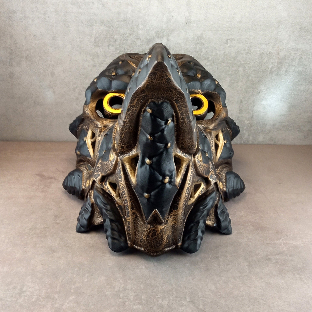 Black and Bronze Cracked Cyberpunk Raven Mask