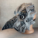 Cyberpunk Raven Mask – Black and White with Cracks – Plague Doctor Style