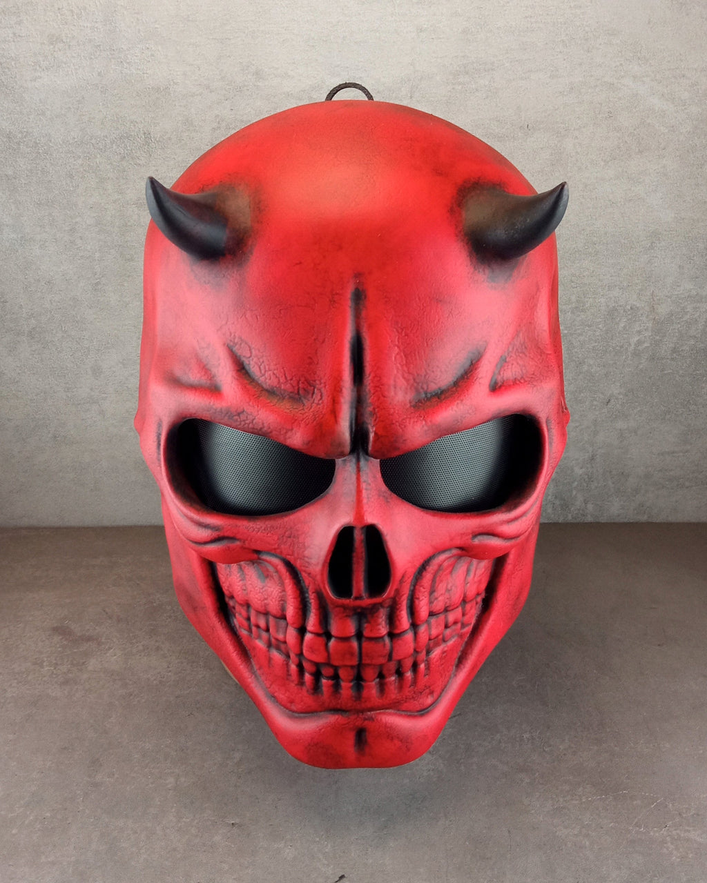 Red skull mask with horns, red demon skull mask, horror mask,scary mask, Halloween mask