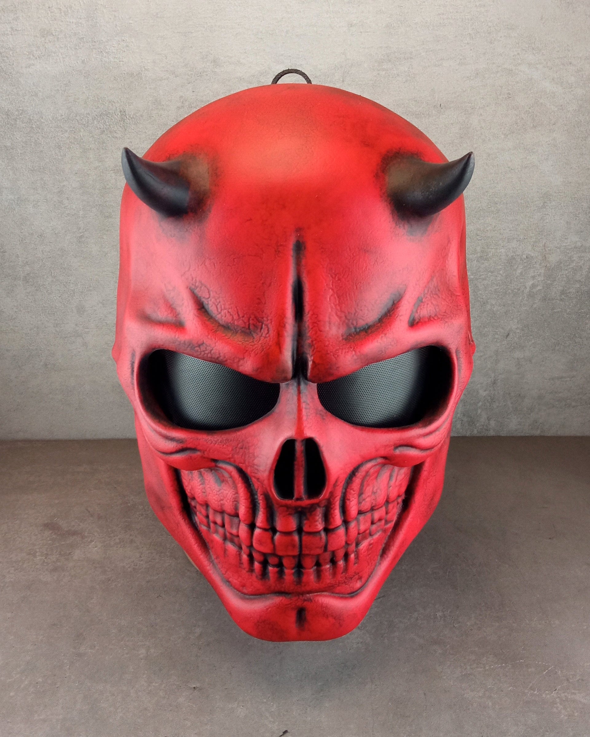 Red skull mask with horns, red demon skull mask, horror mask,scary mask, Halloween mask