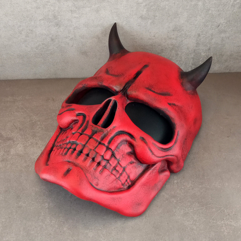 Red skull mask with horns, red demon skull mask, horror mask,scary mask, Halloween mask