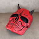 Red skull mask with horns, red demon skull mask, horror mask,scary mask, Halloween mask