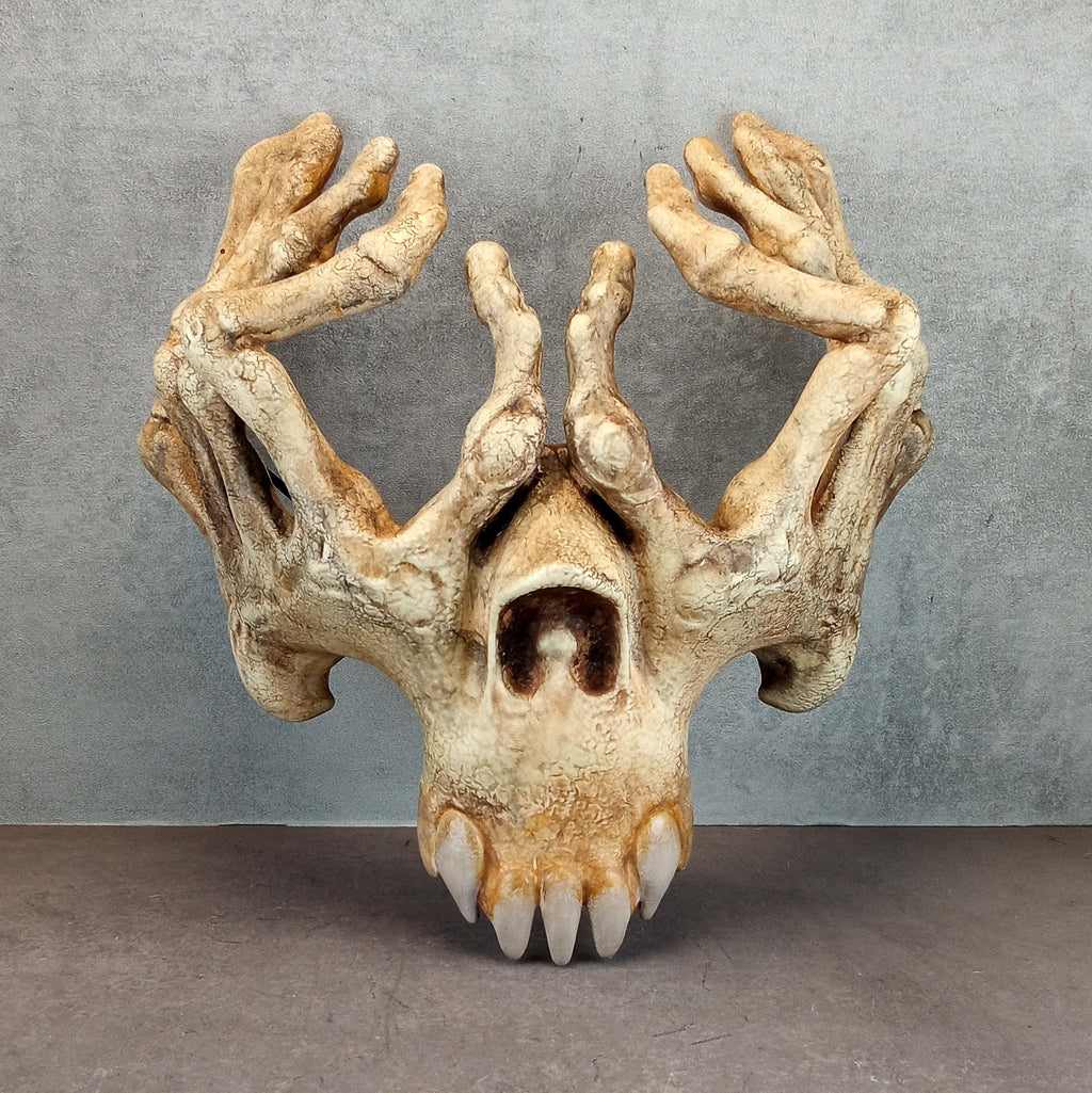 Skeleton Hand Mask – Bone-Color Hand Glasses with Jaw and Teeth Design