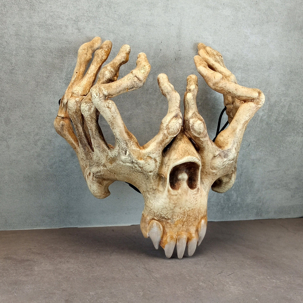 Skeleton Hand Mask – Bone-Color Hand Glasses with Jaw and Teeth Design
