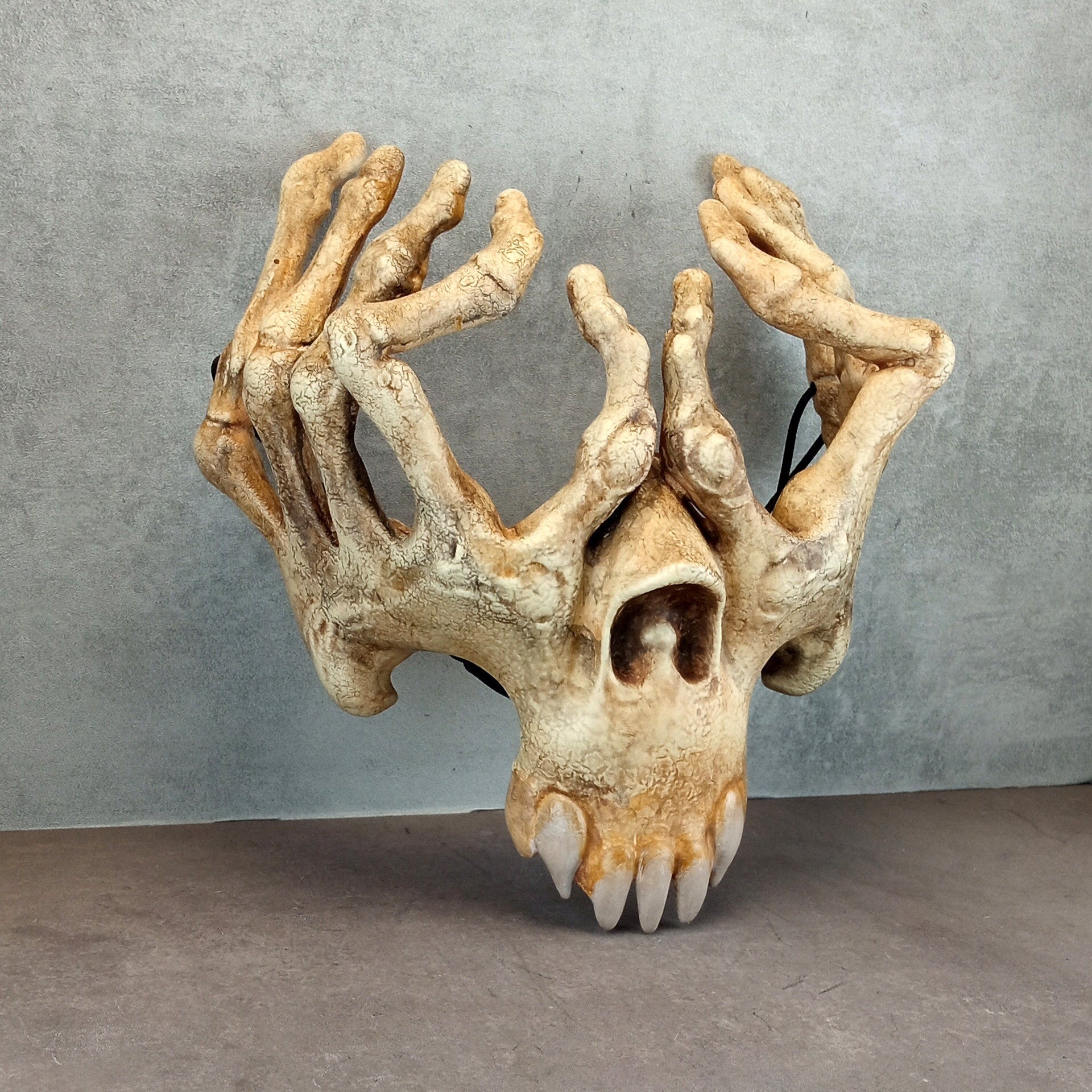 Skeleton Hand Mask – Bone-Color Hand Glasses with Jaw and Teeth Design