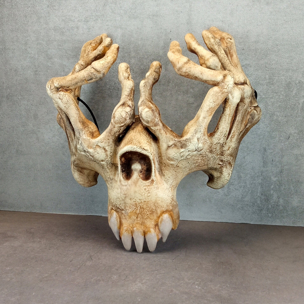 Skeleton Hand Mask – Bone-Color Hand Glasses with Jaw and Teeth Design