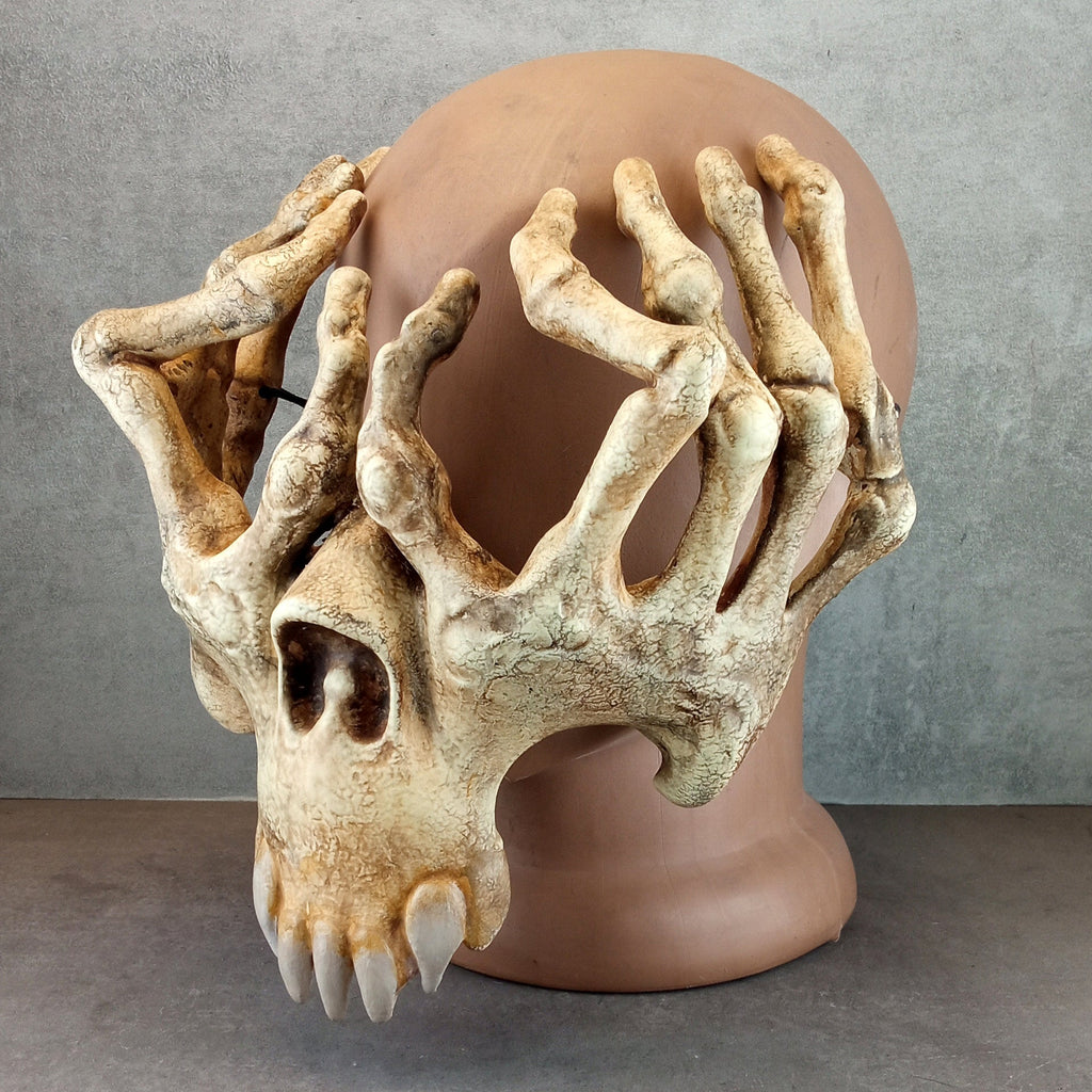 Skeleton Hand Mask – Bone-Color Hand Glasses with Jaw and Teeth Design