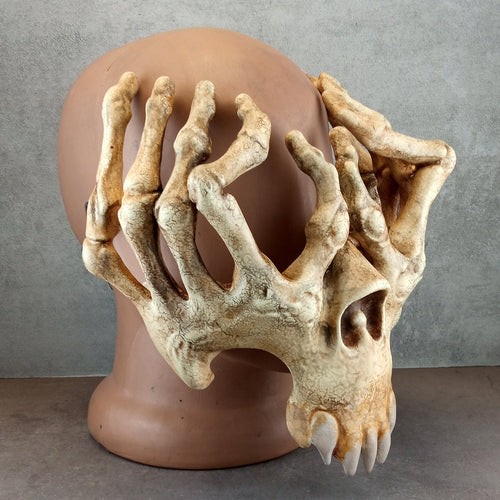 Skeleton Hand Mask – Bone-Color Hand Glasses with Jaw and Teeth Design
