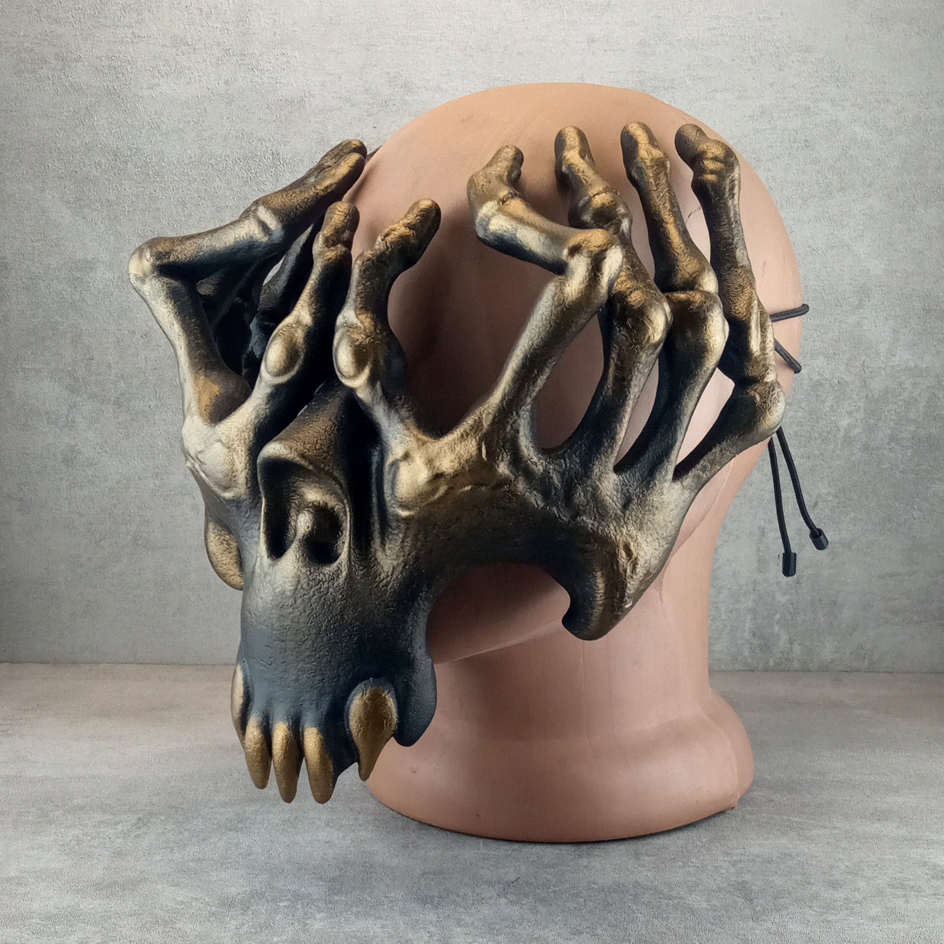 Skeleton Hands Mask – Black with Bronze Accents