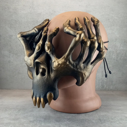 Skeleton Hands Mask – Black with Bronze Accents