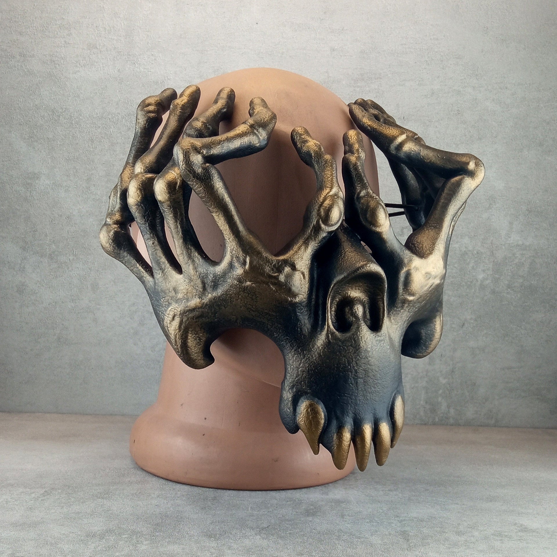 Skeleton Hands Mask – Black with Bronze Accents