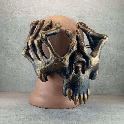 Skeleton Hands Mask – Black with Bronze Accents