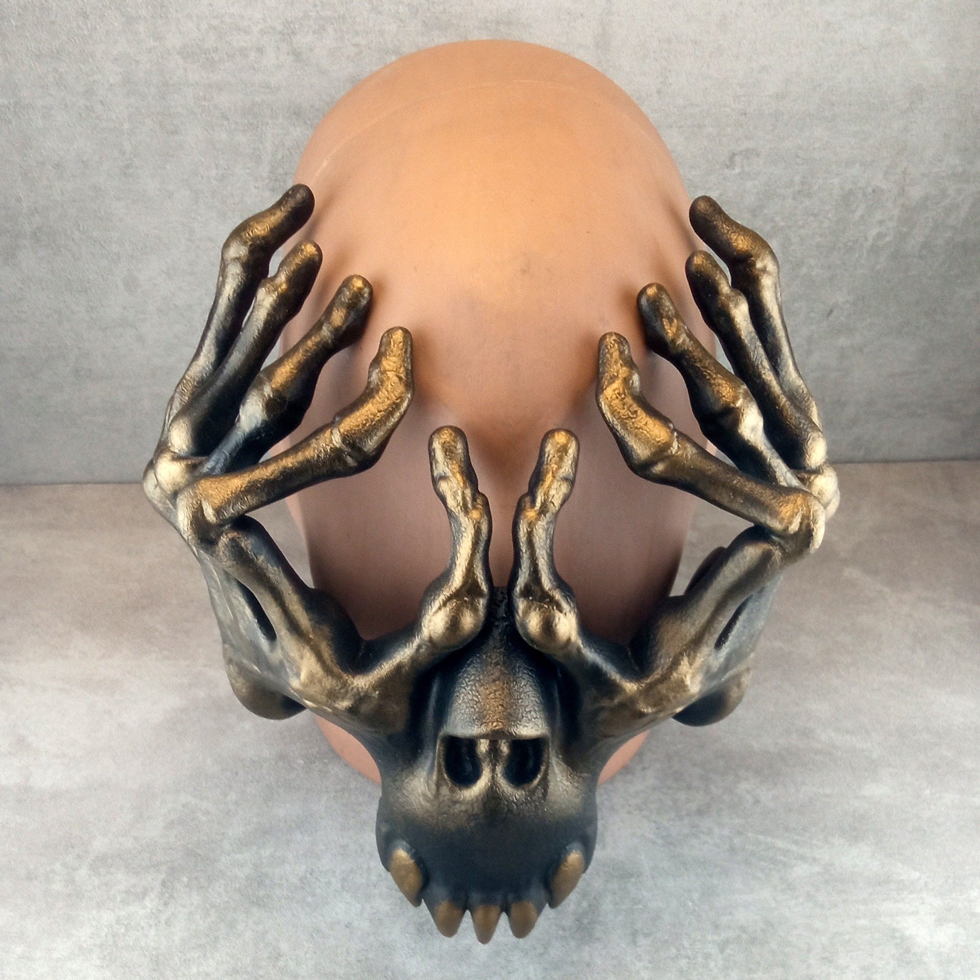 Skeleton Hands Mask – Black with Bronze Accents