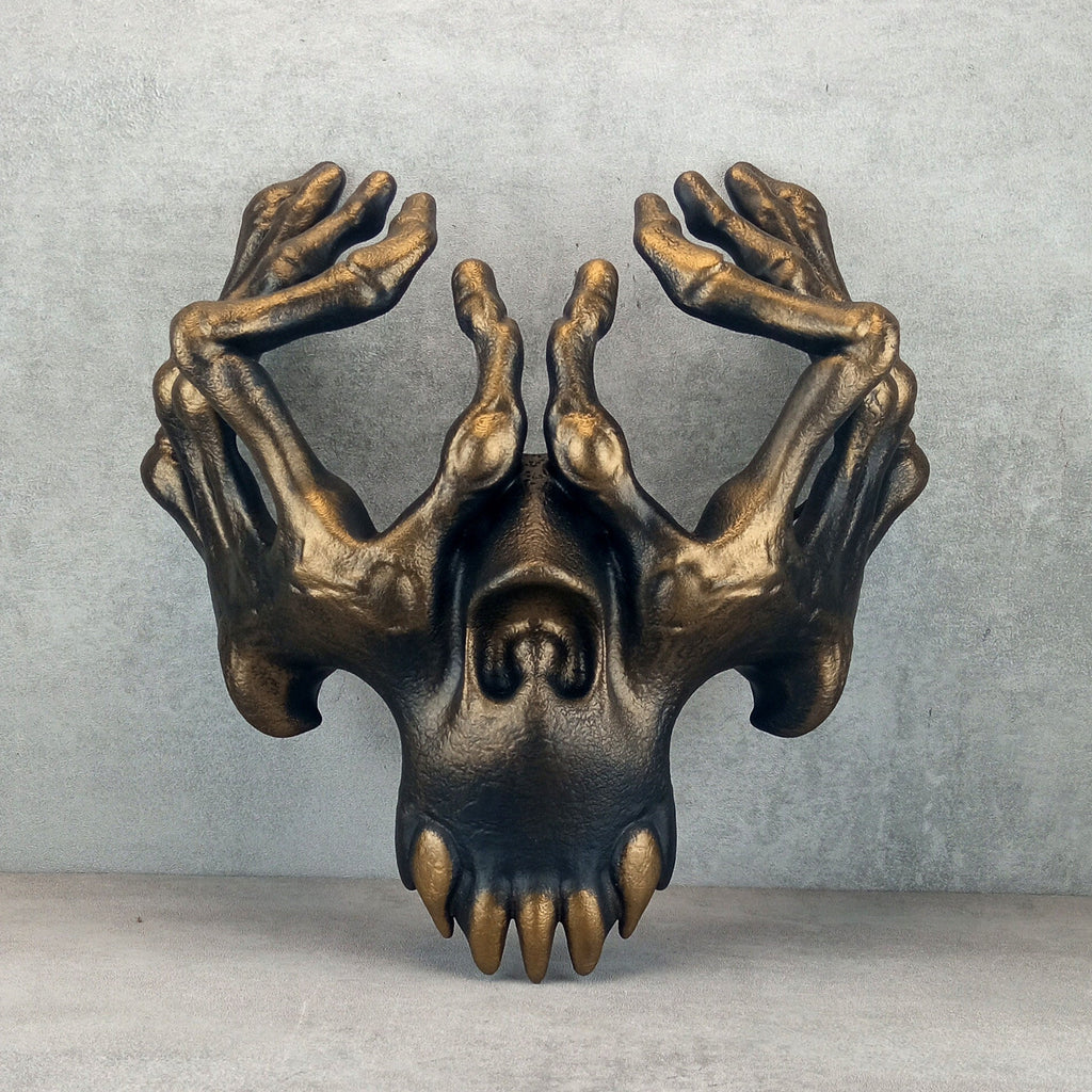 Skeleton Hands Mask – Black with Bronze Accents