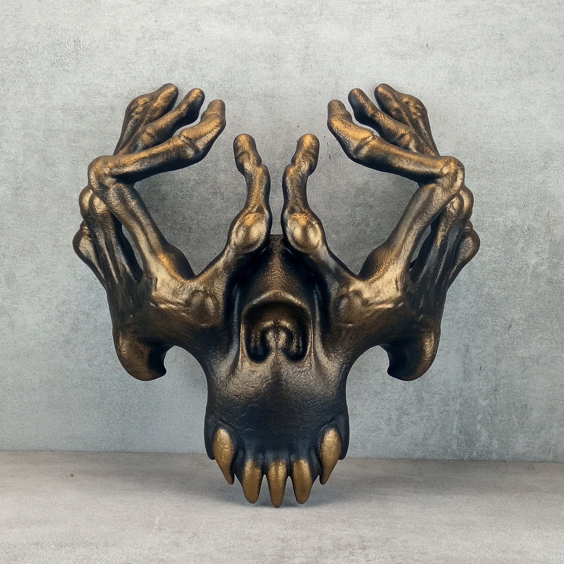 Skeleton Hands Mask – Black with Bronze Accents