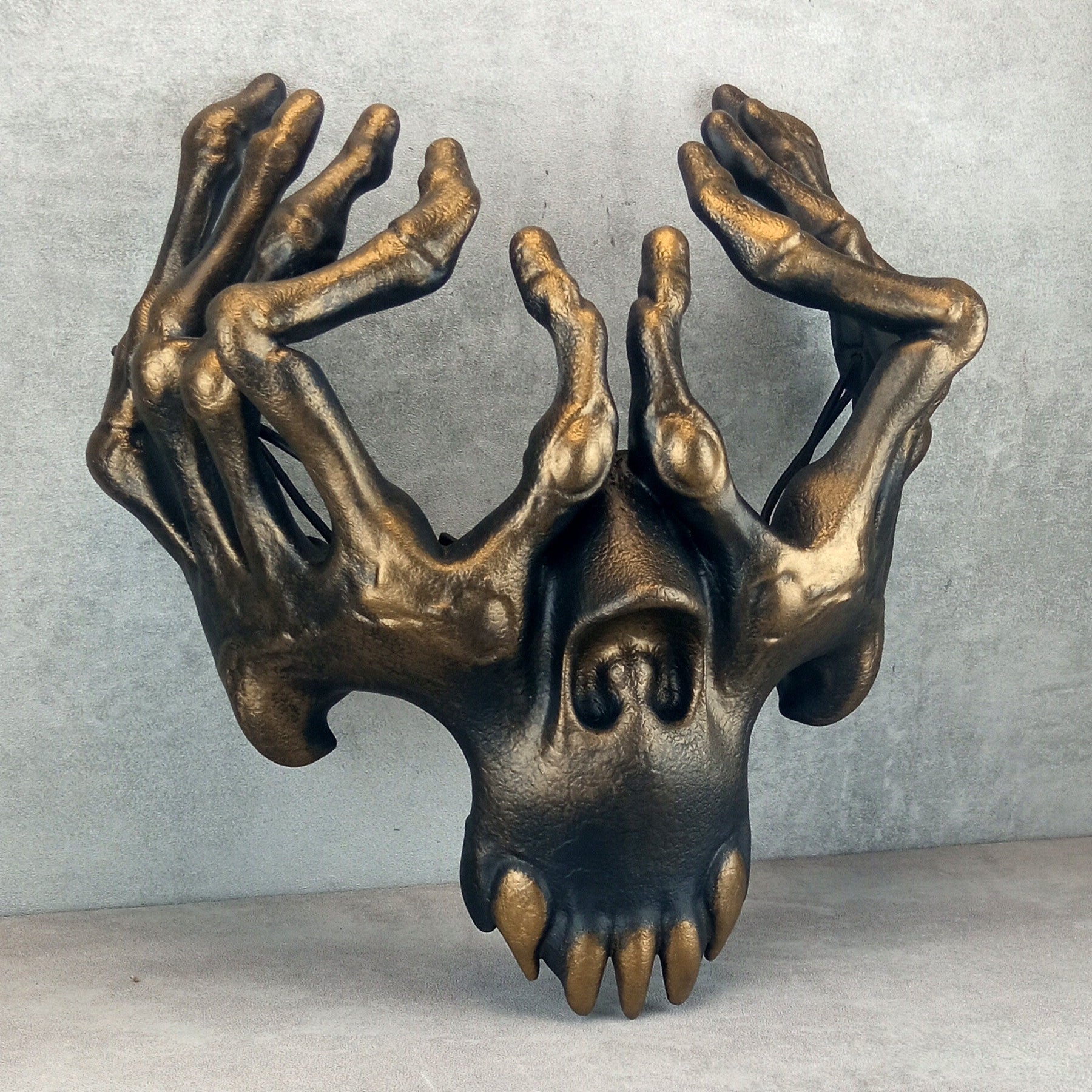 Skeleton Hands Mask – Black with Bronze Accents