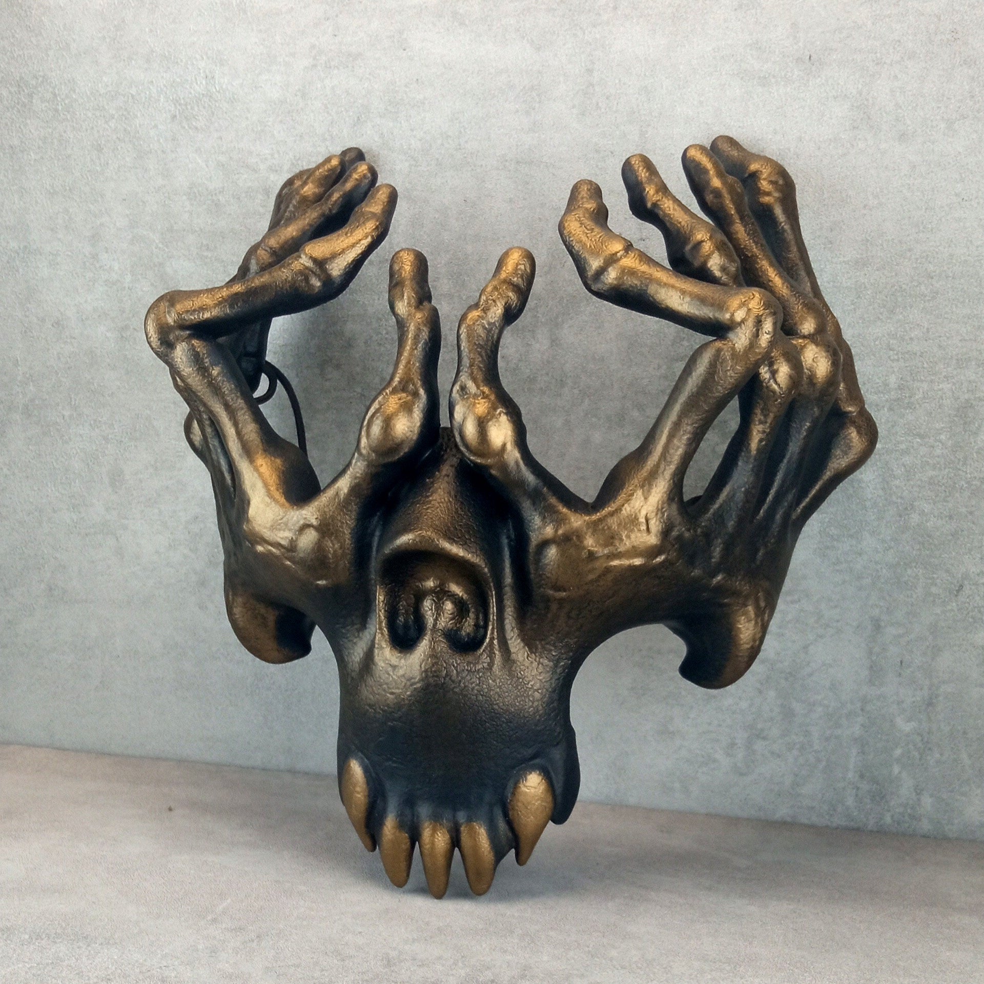 Skeleton Hands Mask – Black with Bronze Accents