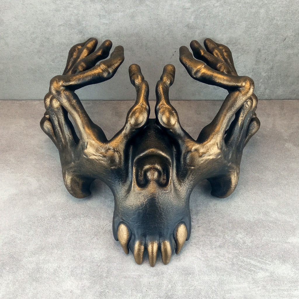 Skeleton Hands Mask – Black with Bronze Accents