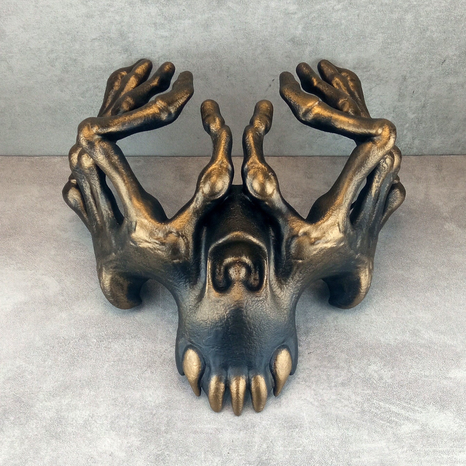 Skeleton Hands Mask – Black with Bronze Accents