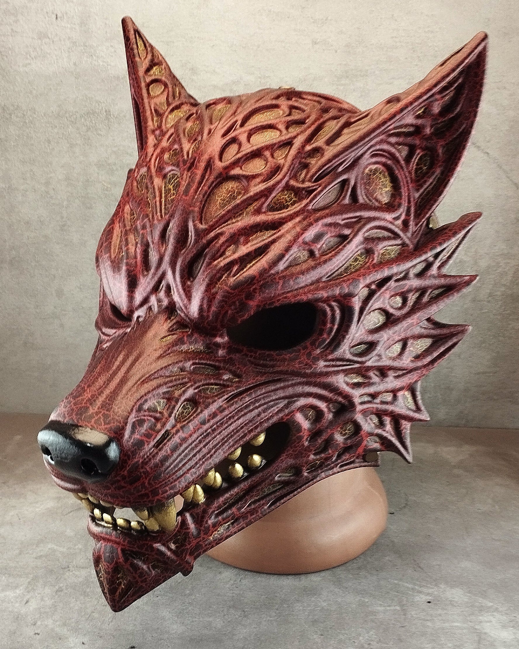 Volcanic Red Wolf Spirit Mask