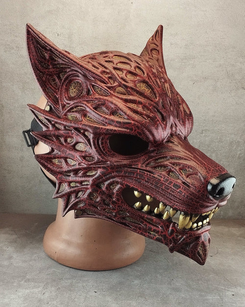 Volcanic Red Wolf Spirit Mask