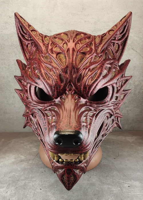 Volcanic Red Wolf Spirit Mask