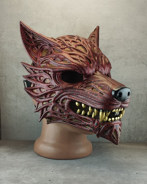 Volcanic Red Wolf Spirit Mask