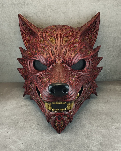 Volcanic Red Wolf Spirit Mask