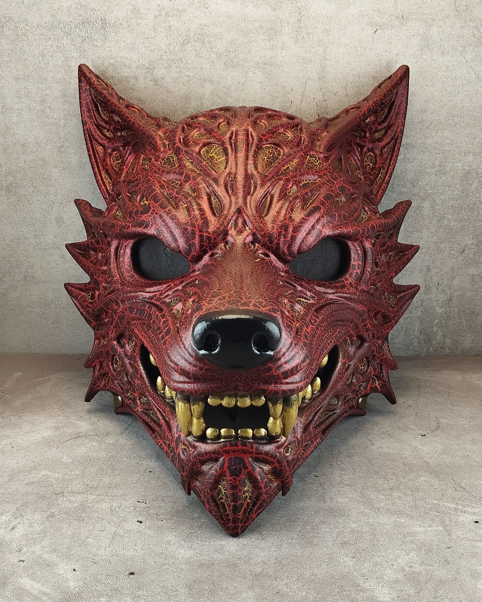 Volcanic Red Wolf Spirit Mask