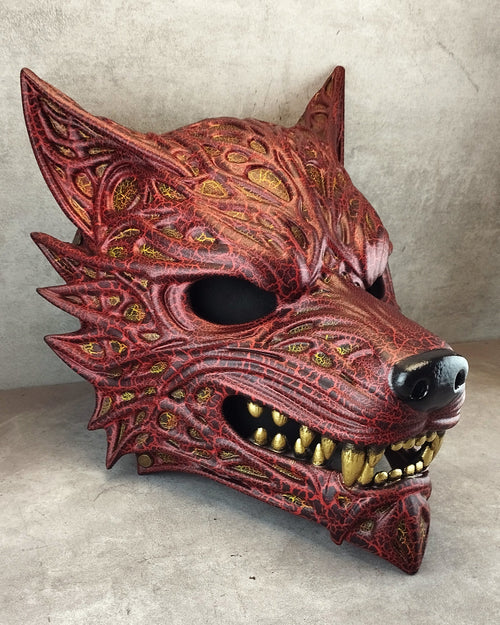 Volcanic Red Wolf Spirit Mask