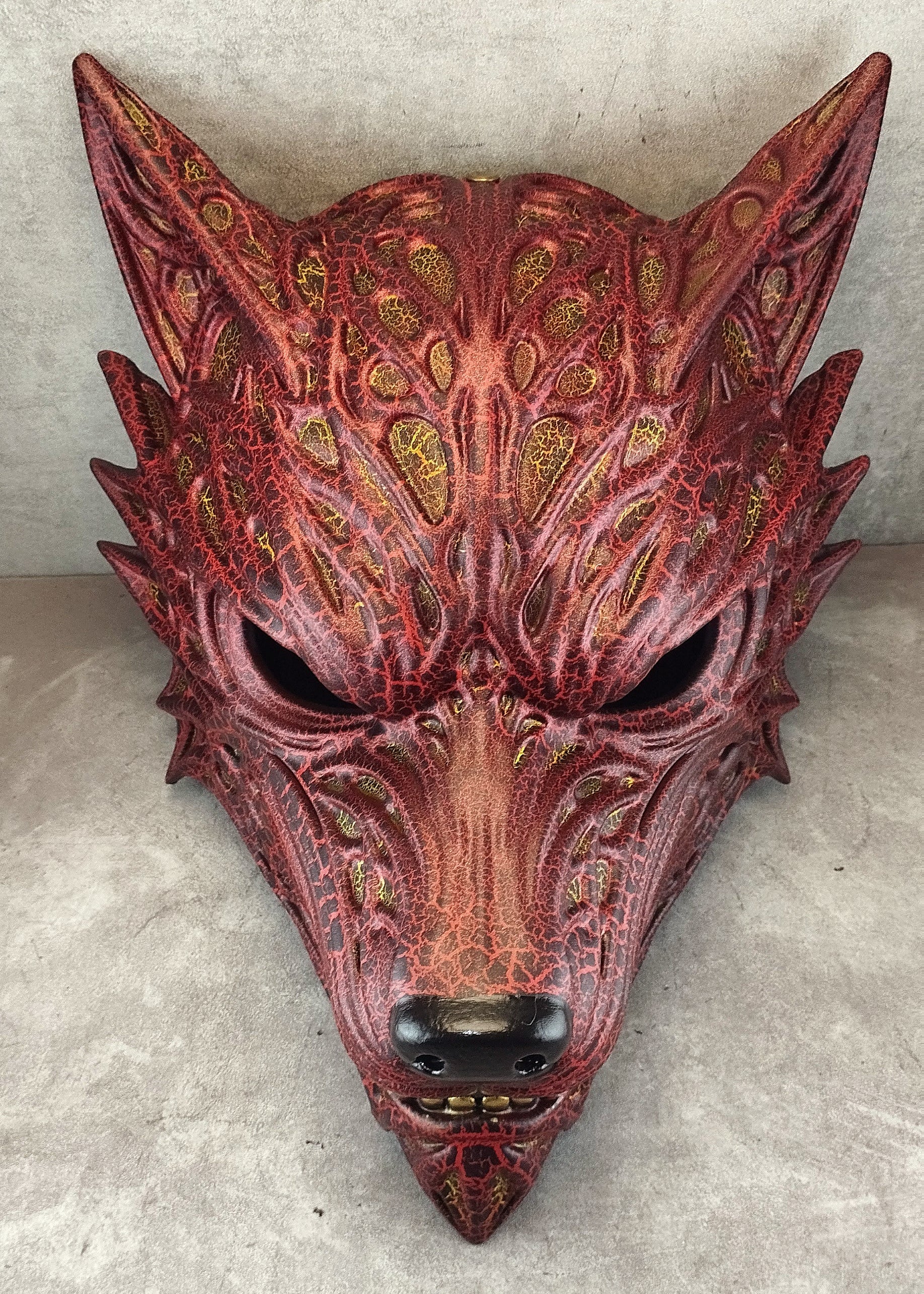Volcanic Red Wolf Spirit Mask