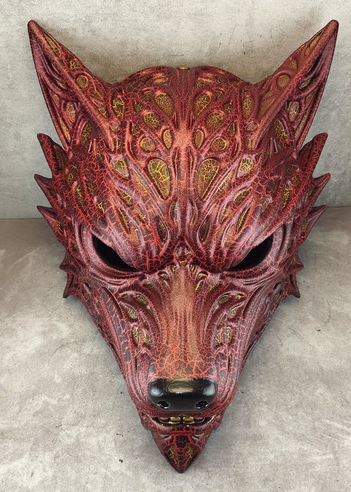 Volcanic Red Wolf Spirit Mask