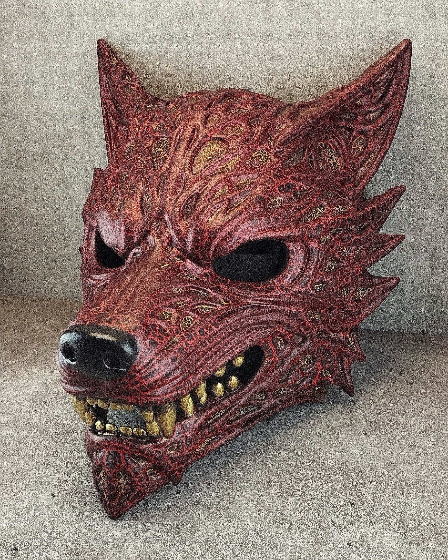 Volcanic Red Wolf Spirit Mask